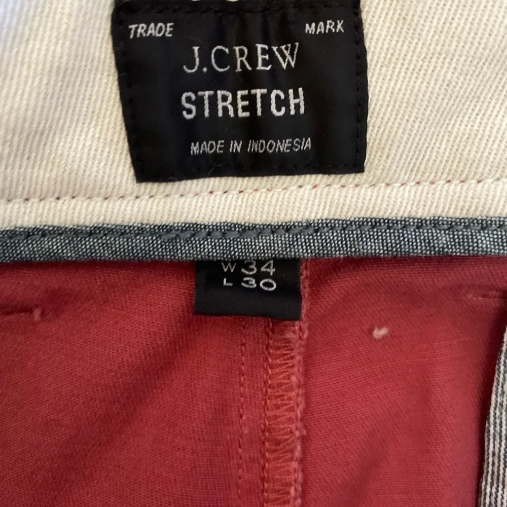 J Crew Mens Bleecker Chino Pants Size 34/30 Red Salmon Cotton Stretch Flat Front
